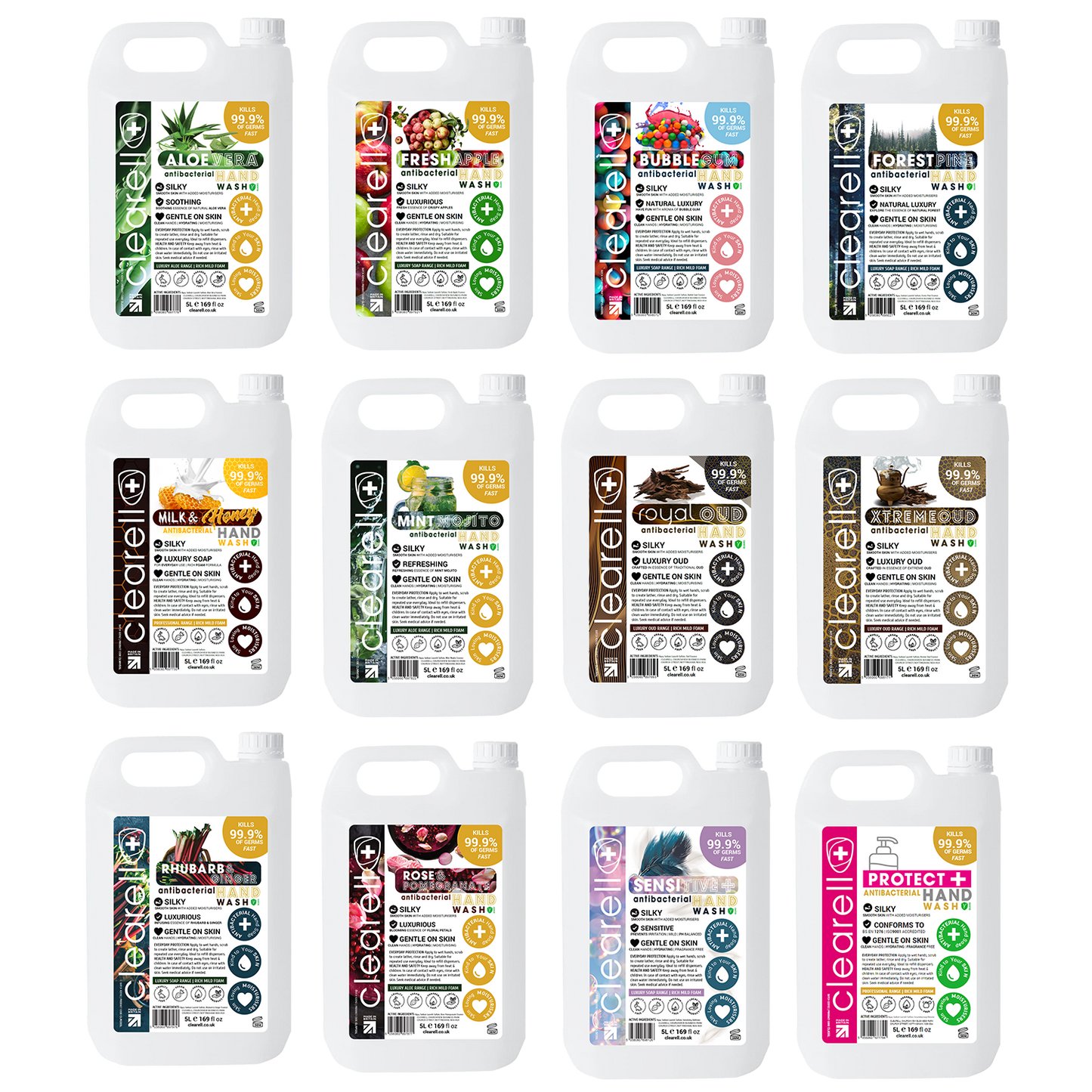 Clearell 20L | CHOOSE ANY 2 SCENT COMBO | 4 x 5L Pack | Hand Soap Liquid 20 Litre