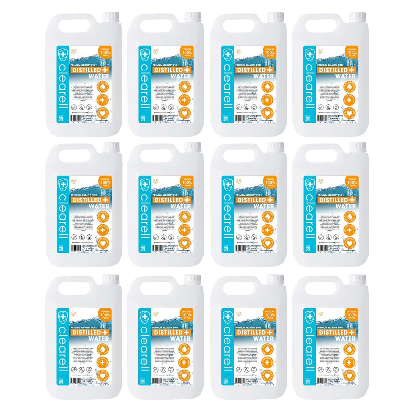 Clearell 5L - 100L | DEMINERALISED Water | Premium 100% UltraPure Water | Reduces Limescale Steam Irons | In Litres