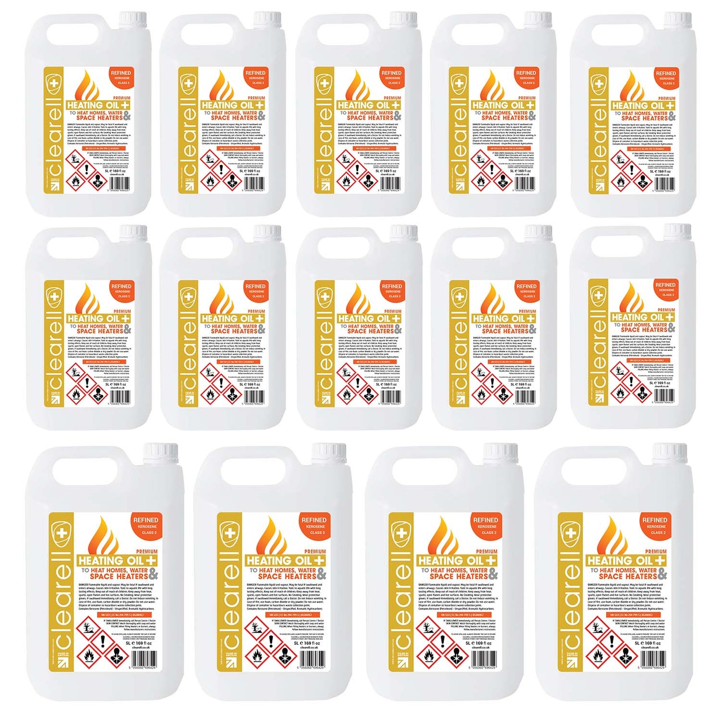 Clearell 5L to 200L | HEATING OIL| Quality Kerosene Domestic Home Heating Oil Fuel in Litres BS2869C2 Class 2