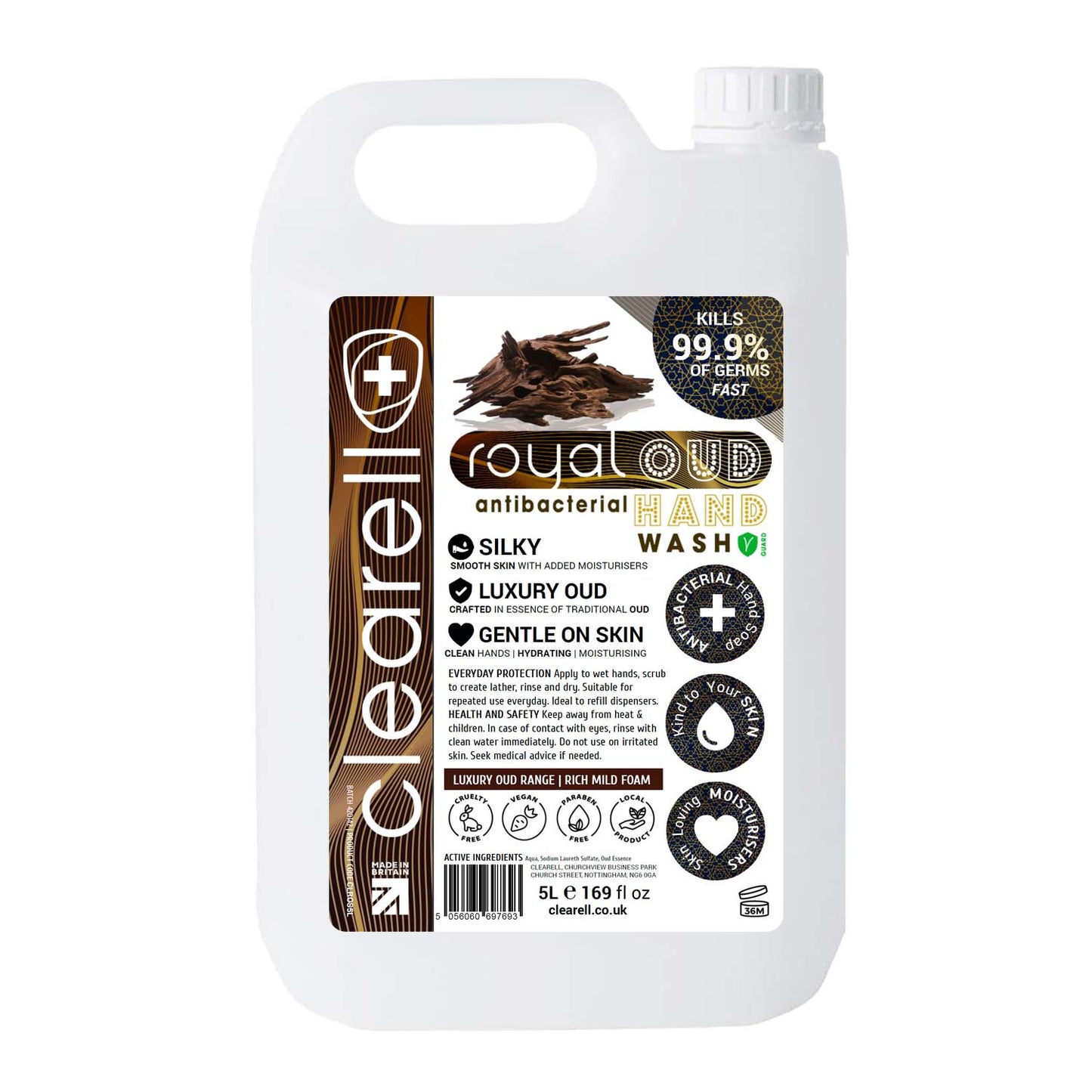 Clearell 5L | ROYAL OUD | Luxury Hydrating Hand Soap Liquid Wash Refill 5 Litre