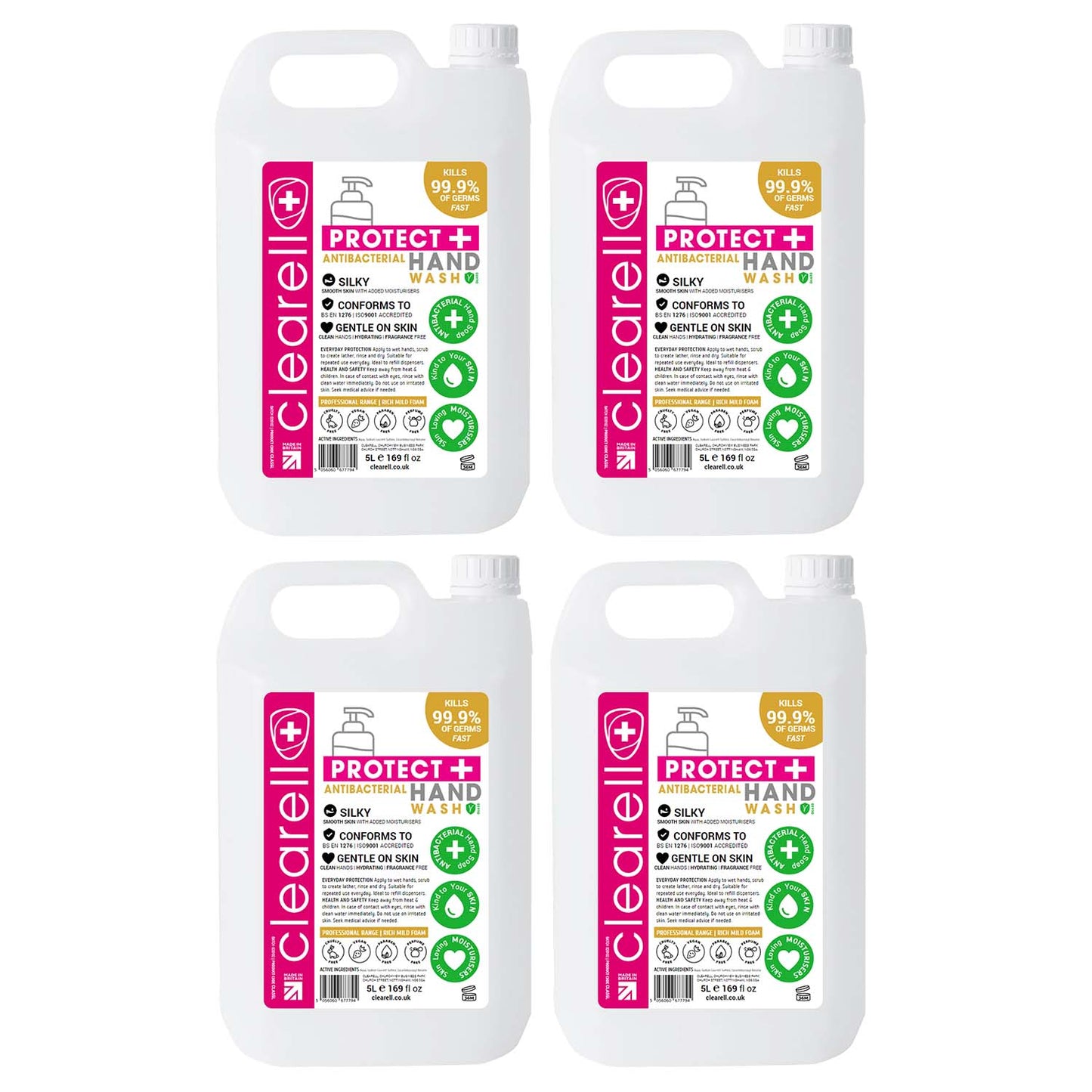 Clearell 20L | FRAGRANCE FREE | 4 x 5L Pack | Hand Wash Liquid Soap 20 Litres