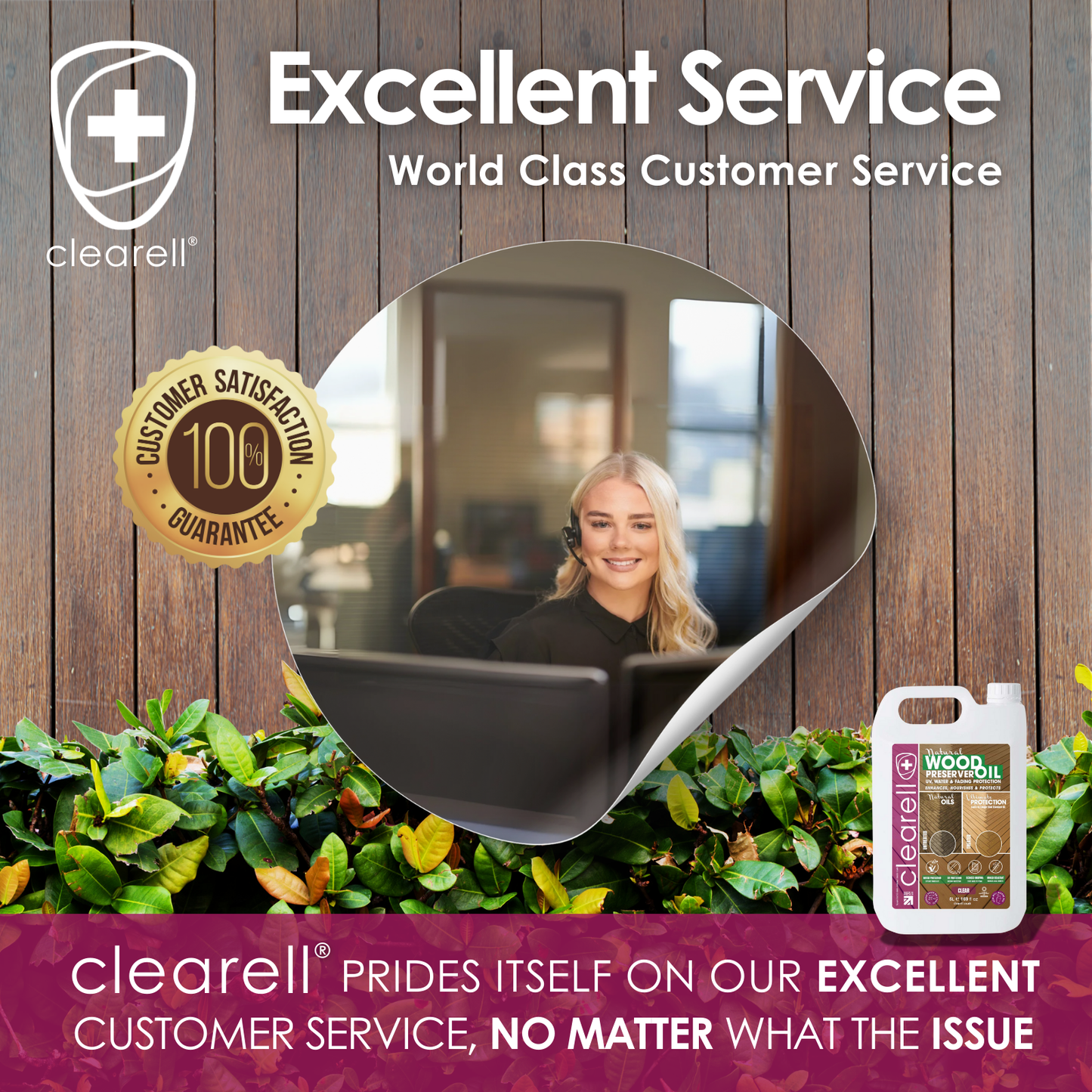 Clearell 5L - 100L | WOOD PRESERVER OIL | Clear – Water, UV, Mould Protection for All Outdoor Wood - Natural Oil Sealer & Preserver for All Cedar, Decking, Fences, Sheds & Furniture in litres
