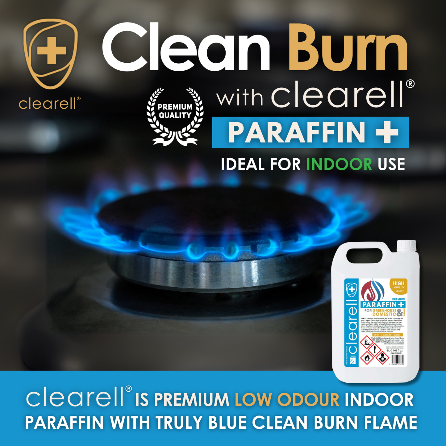 Clearell 4L to 200L | PARAFFIN Premium Class 1 | C1 Clean Burning Indoor Heater Lamp Oil in Litres | BS2869C1