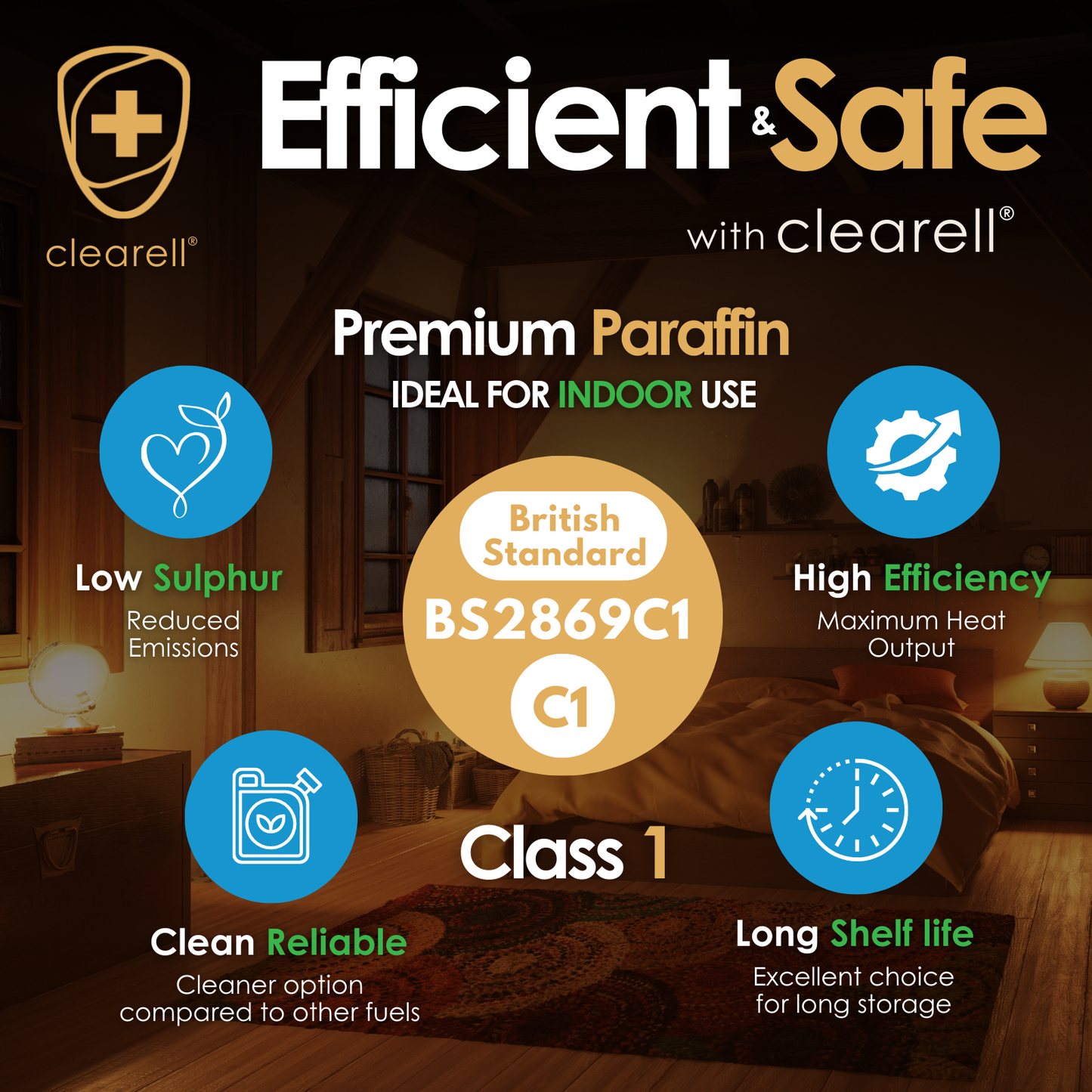 Clearell 4L to 200L | PARAFFIN Premium Class 1 | C1 Clean Burning Indoor Heater Lamp Oil in Litres | BS2869C1
