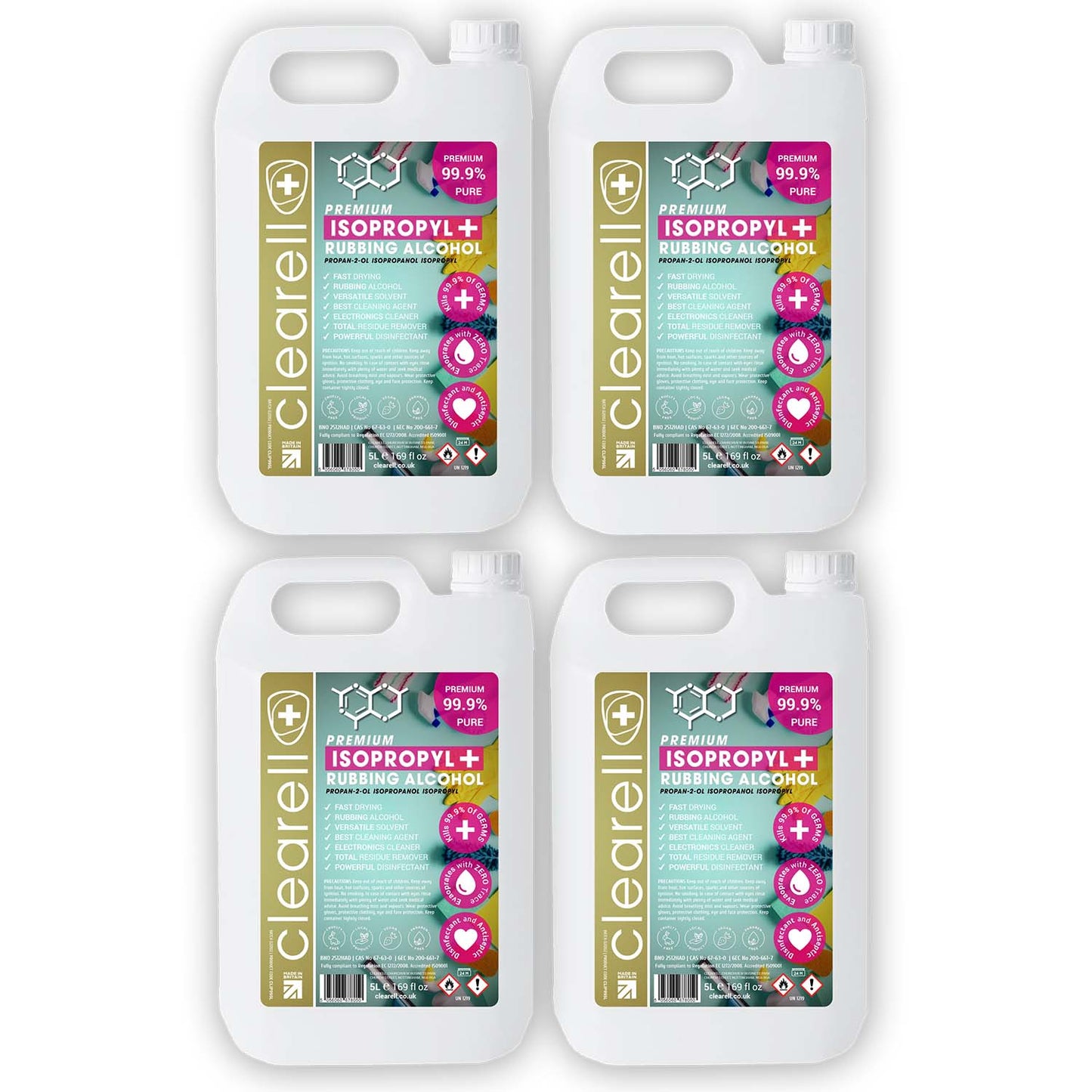 Clearell 5L -100L | RUBBING ALCOHOL | 99.9% 99.9% IPA Isopropyl Disinfectant Isopropanol | In Litres