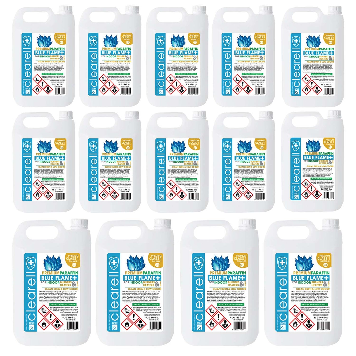 Clearell 4L to 200L | BLUE FLAME Premium Class 1 | True Blue Indoor Heater Lamp Oil in Litres | BS2869C1