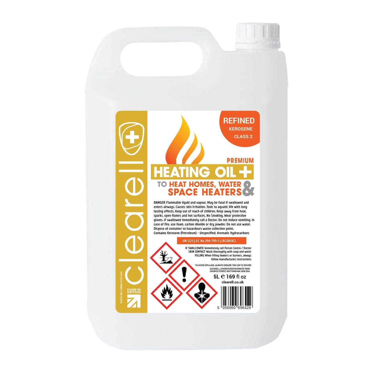 Clearell 5L to 200L | HEATING OIL| Quality Kerosene Domestic Home Heating Oil Fuel in Litres BS2869C2 Class 2