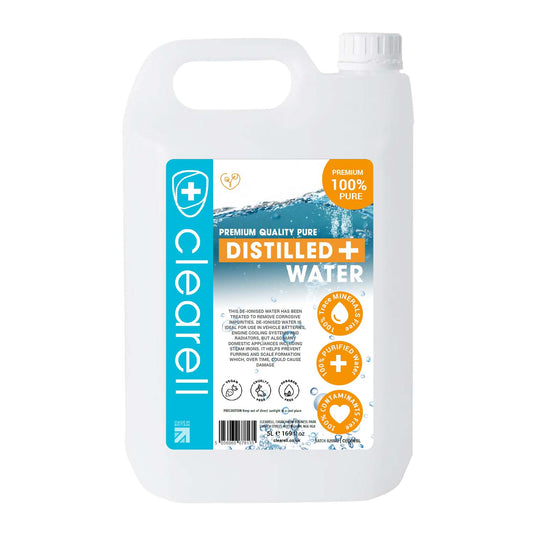 Clearell 5L - 100L | DEMINERALISED Water | Premium 100% UltraPure Water | Reduces Limescale Steam Irons | In Litres