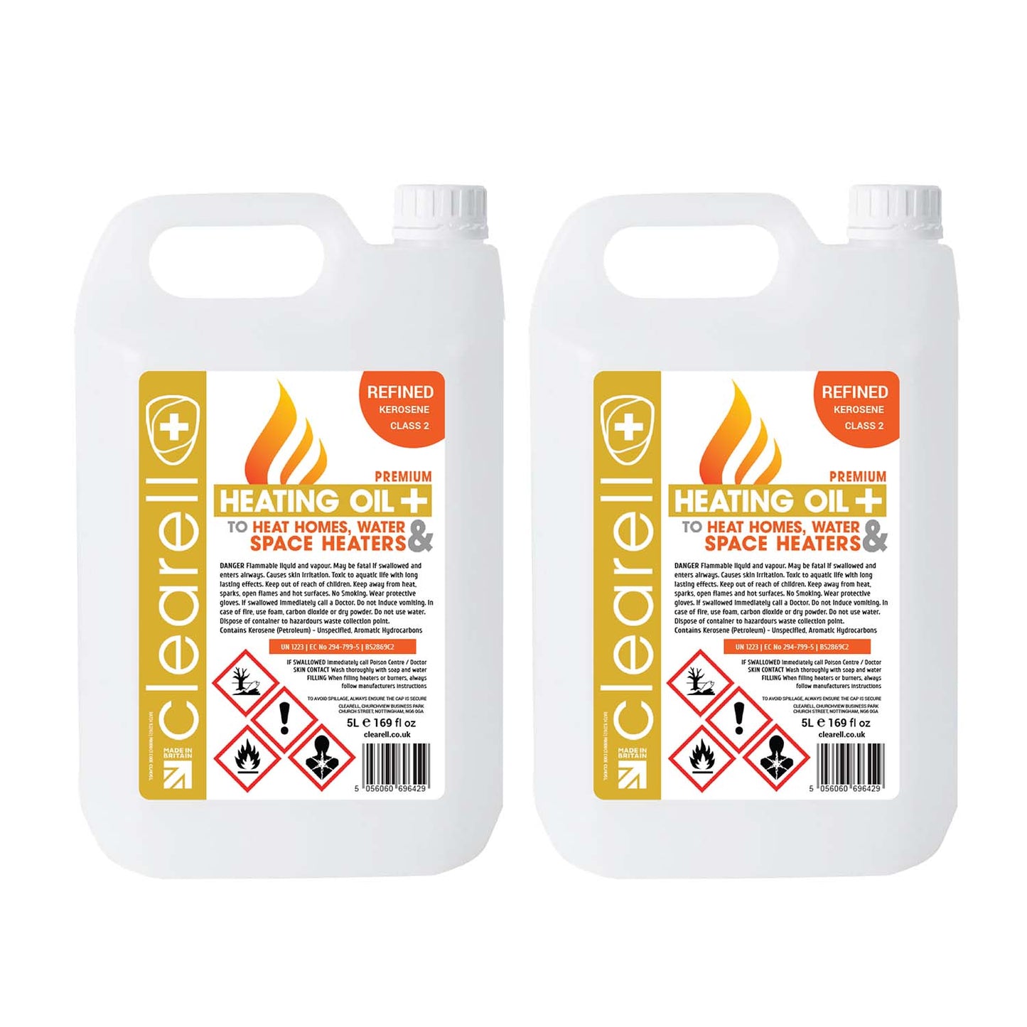Clearell 5L to 200L | HEATING OIL| Quality Kerosene Domestic Home Heating Oil Fuel in Litres BS2869C2 Class 2