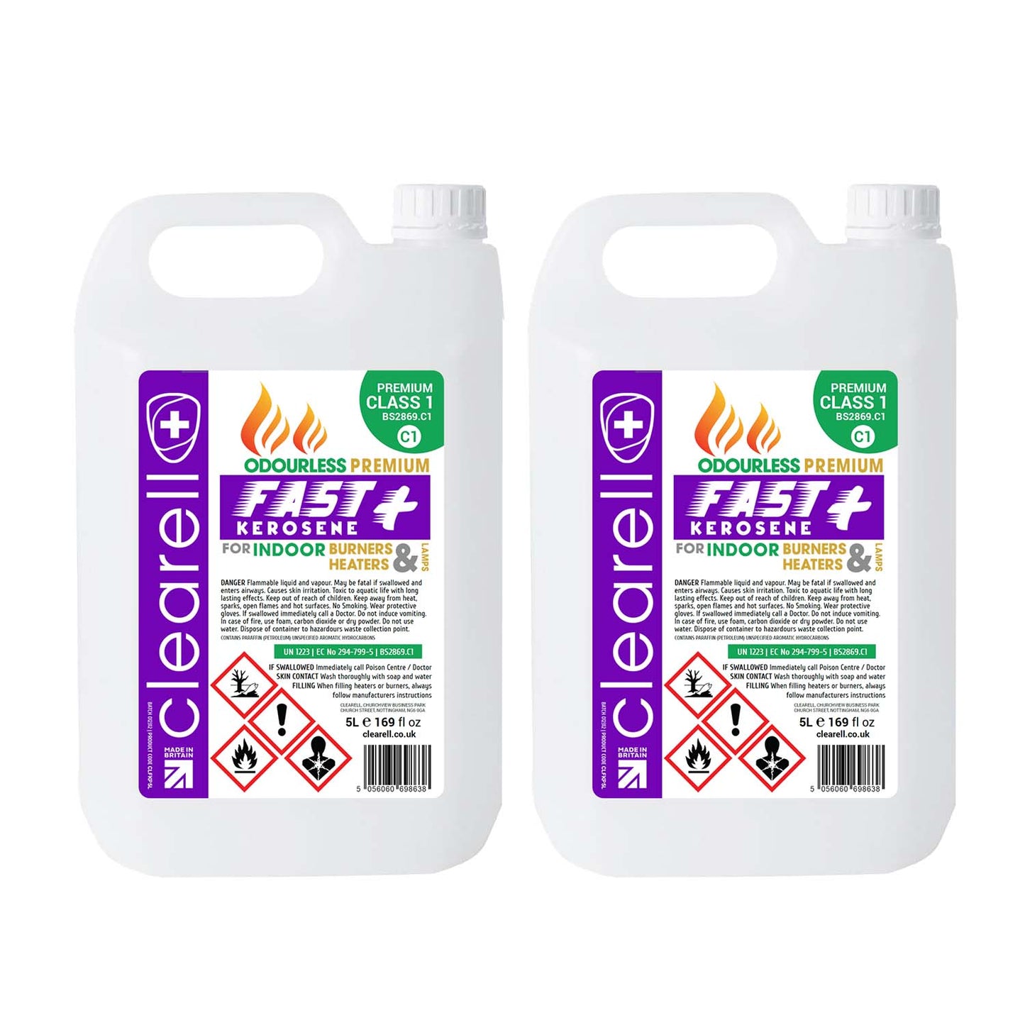 Clearell 5L to 200L | FAST KEROSENE | Next Day Odourless Indoor Domestic Heating Oil BS2869C1 & Fuel BS2869C2