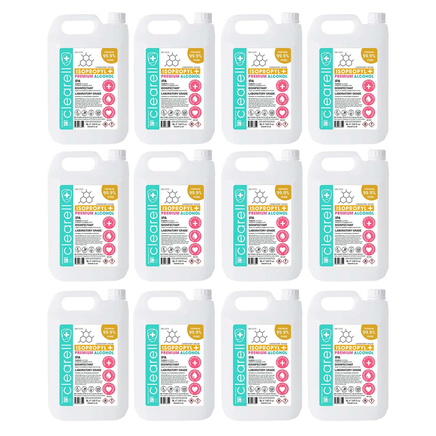 Clearell 5L -100L | IPA ISOPROPYL | 99.9% Lab Grade Isopropanol Rubbing Alcohol | In Litres