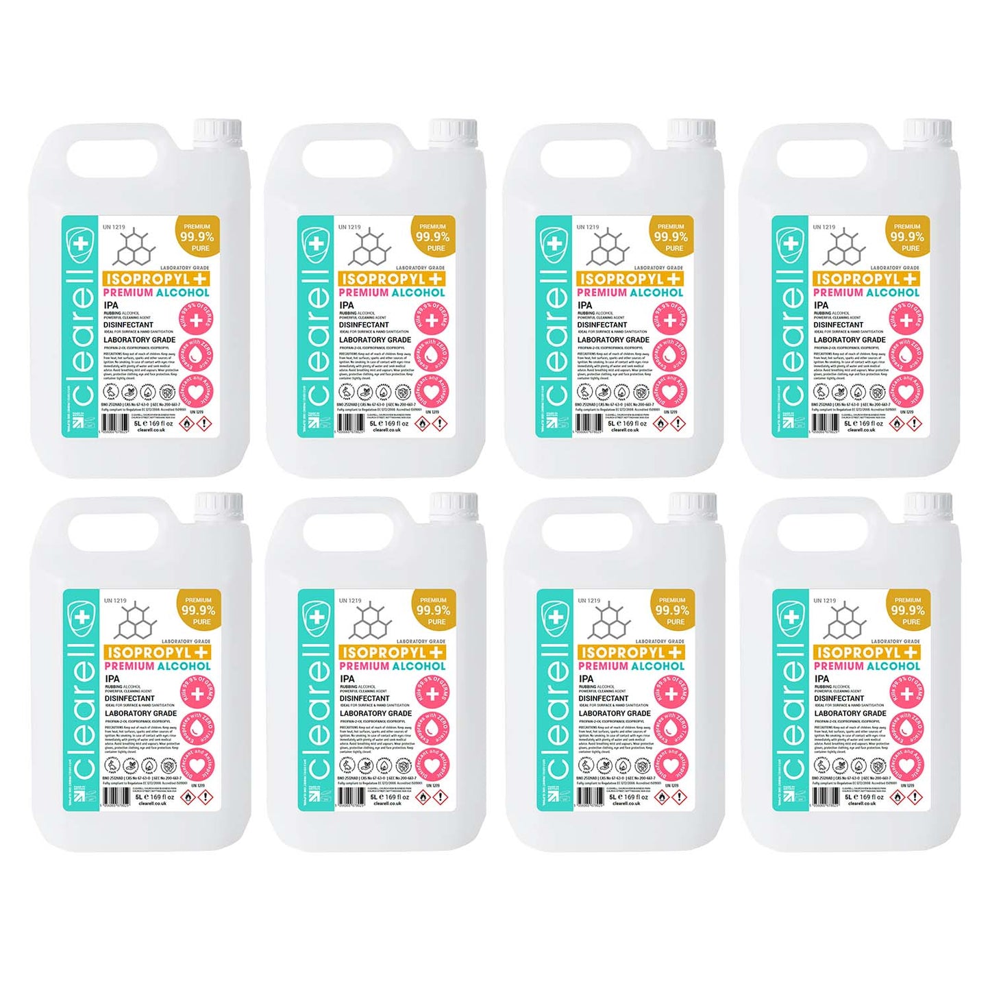 Clearell 5L -100L | IPA ISOPROPYL | 99.9% Lab Grade Isopropanol Rubbing Alcohol | In Litres