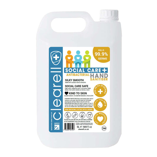 Clearell 5L | HAND SANITISER | SOCIAL CARE | Kills 99.9% Alcohol Free GEL 5 Litres