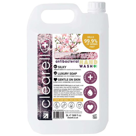 Clearell 5L | CHERRY BLOSSOM | Luxury 99.9% Hydrating Hand Soap Liquid Wash 5 Litre