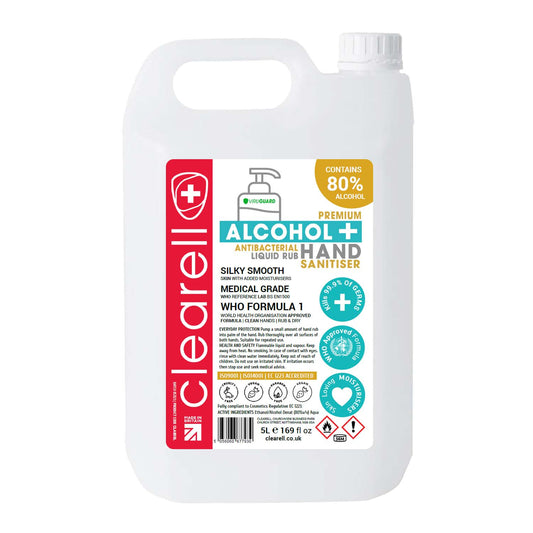 Clearell 5L | HAND SANITISER | 80% ALCOHOL WHO Formula Liquid RUB 5 Litres