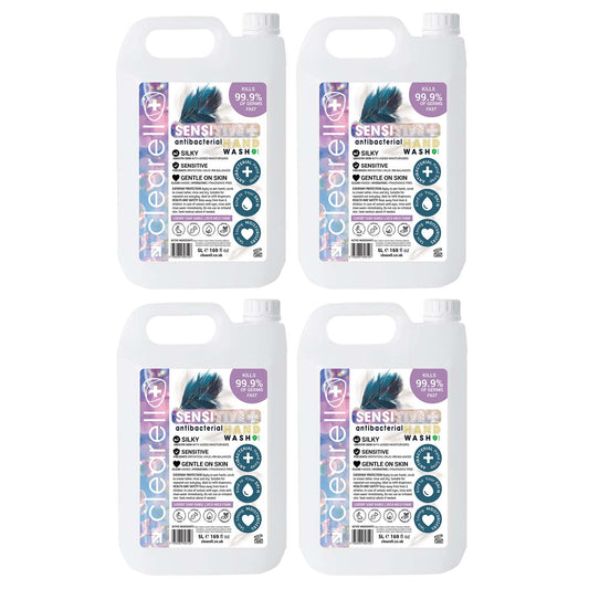 Clearell 20L | SENSITIVE | 4 x 5L Pack | Non Irritating Hand Soap Liquid 20 Litre