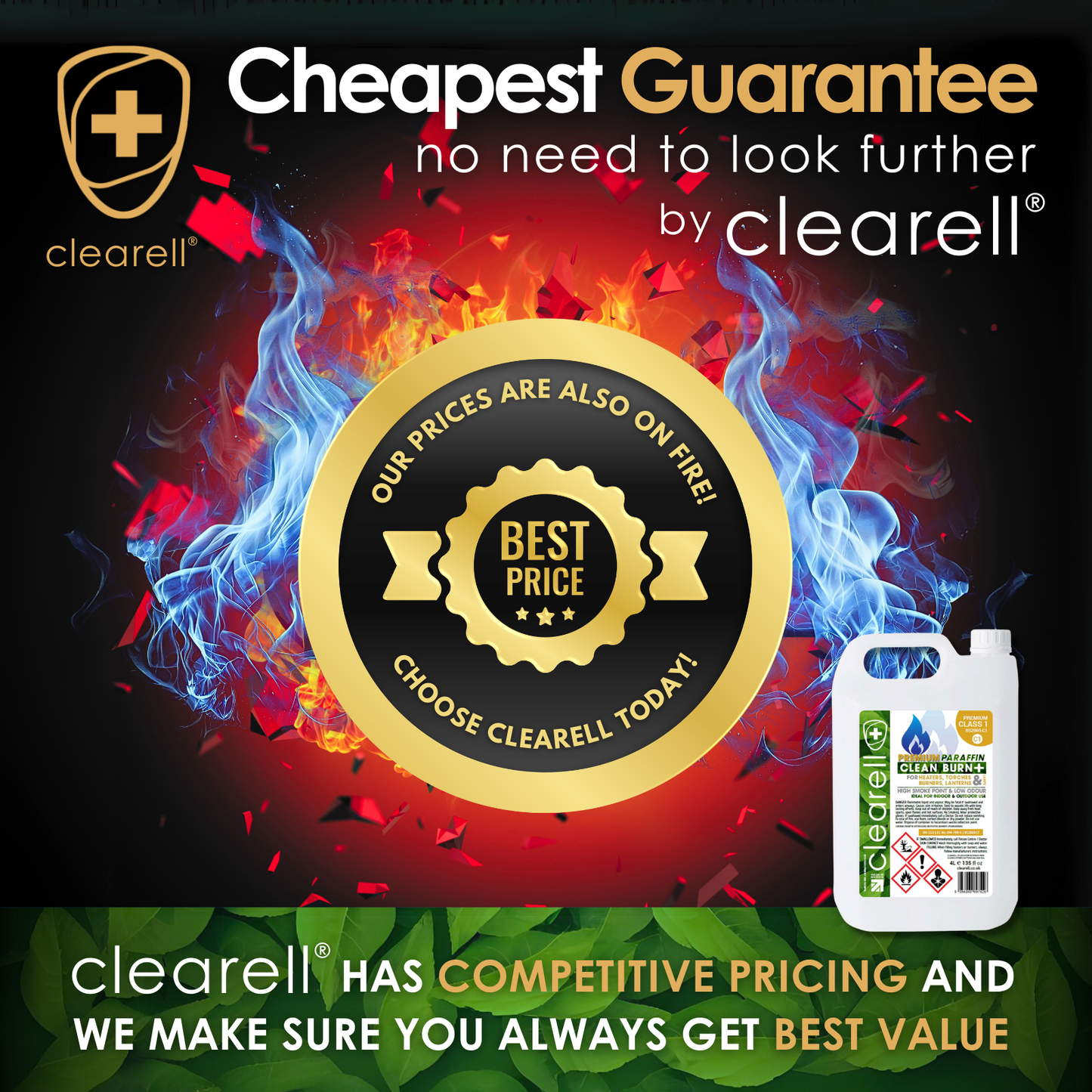 Clearell 4L to 200L | CLEAN BURN | Premium Paraffin | Clean Oil for All ZIBRO, ALADDIN, VALOR,  QLIMA, TOYOTOMI Heaters | Litres