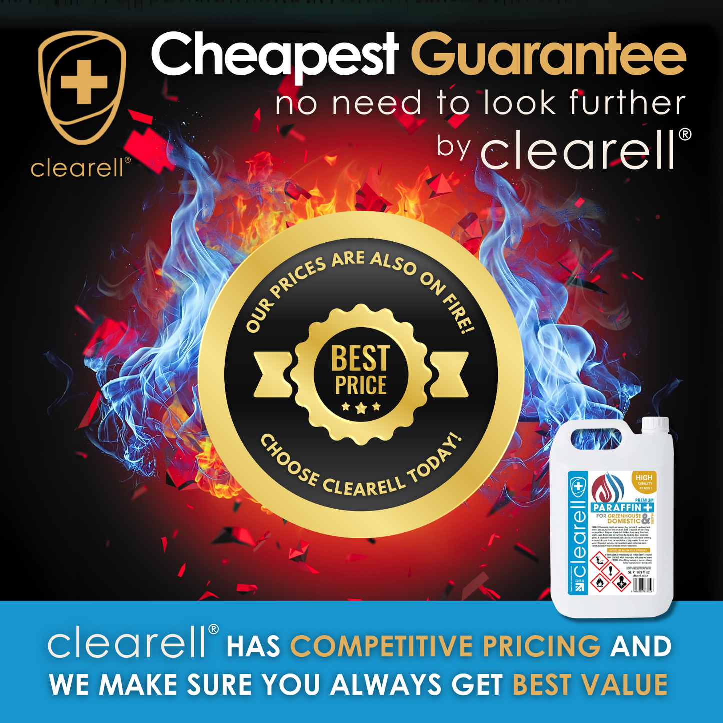 Clearell 4L to 200L | PARAFFIN Premium Class 1 | C1 Clean Burning Indoor Heater Lamp Oil in Litres | BS2869C1