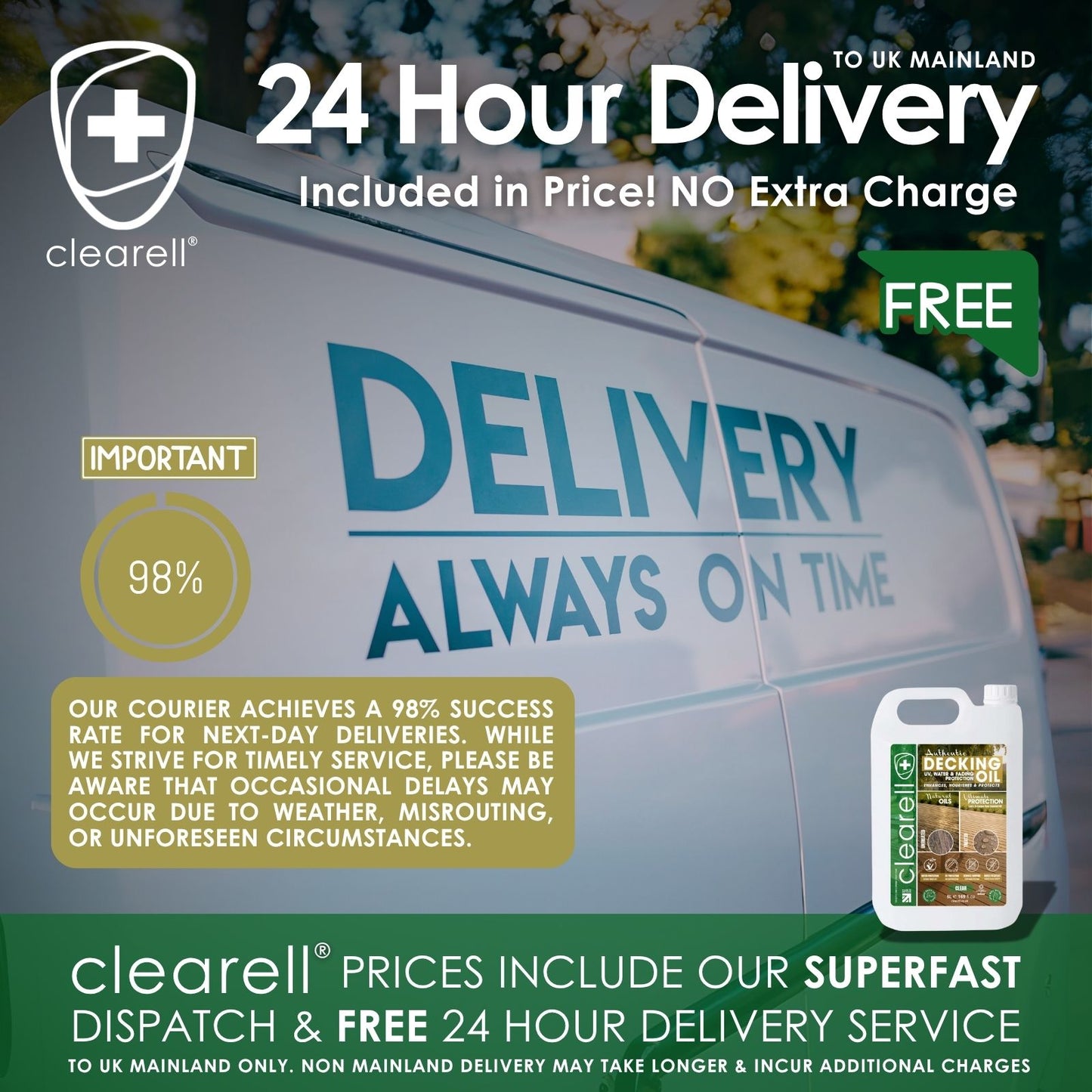 Clearell 5L - 100L | DECKING OIL | Nourishes & UV Protects Outdoor Wood -  Mould Protection, Water Protection Sealer & Preserver Suitable for All Decking, Fences, Sheds & Furniture - Softwood & Hardwood in Litres