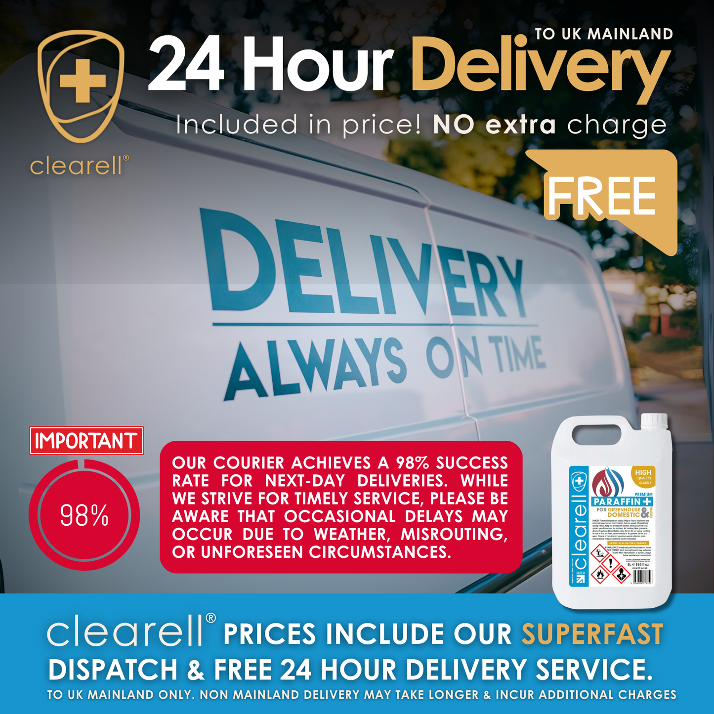 Clearell 4L to 200L | PARAFFIN Premium Class 1 | C1 Clean Burning Indoor Heater Lamp Oil in Litres | BS2869C1